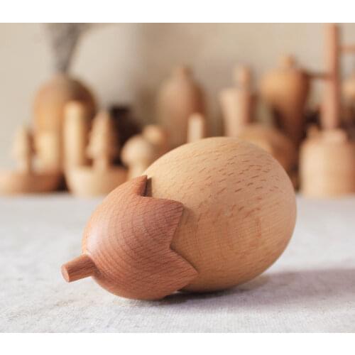 Handmade Solid Wood Toothpick Box Creative Fun Design Eggplant Shape Toothpick Holder Freely Placed Natural Wood Decor