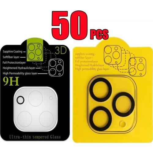 50pcs 9H Full Coverage Film Camera Lens Back 2.5D Tempered Glass Layer Screen Protector Guard For iPhone 12 Mini 11 Pro Max