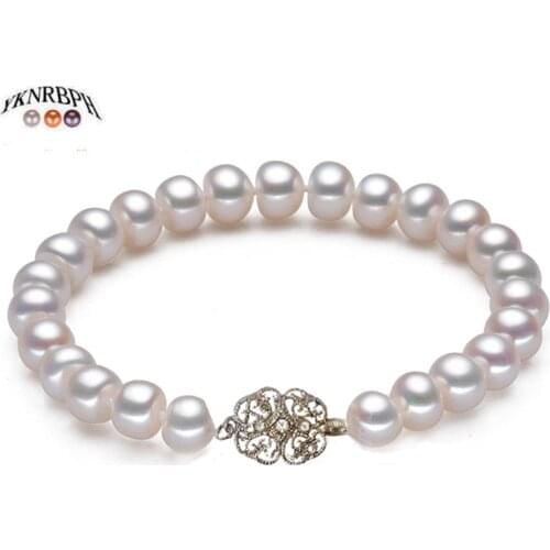 YKNRBPH Womens Natural Pearl Bracelet Classic Fine Jewelry Charm Bracelet Birthday Weddings Gift For Womens