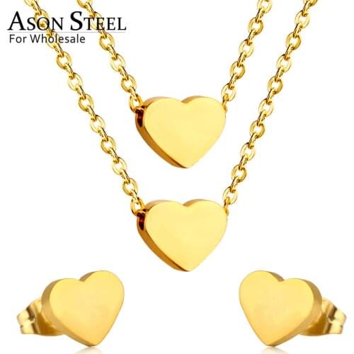 ASONSTEEL Stainless Steel Double Heart Pendants Women Choker Necklaces Gold/Silver Color Multialyer Chains Necklace Party Gift