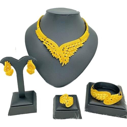 Dubai gold Jewelry sets for women necklace earrings bracelet ring African bridal gifts wedding collares fashion jewelry set
