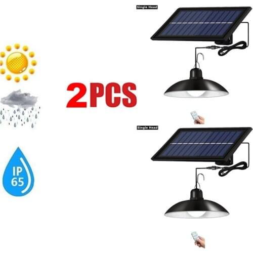 2pcs remote 30 led 2 head Retro Lampshade Waterproof Solar Pendant Light Outdoor Indoor Solar Lamp Cable Suitable for courtyard
