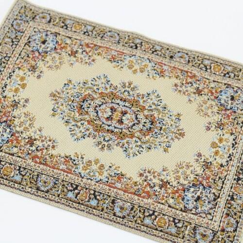2 Pieces Handmade Woven Rug Floor Carpet Miniatures Decor For