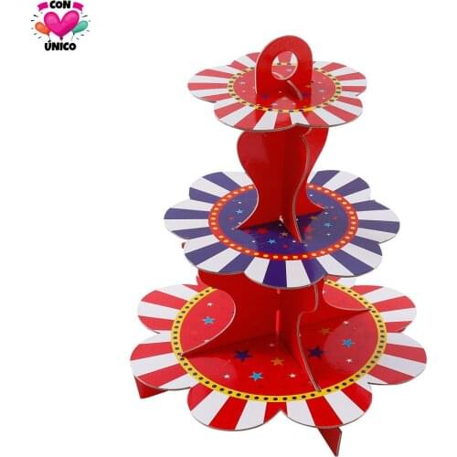 3-Layer Cupcake Stand Conunico Circus Carnival Birthday Party Funny Acrobatics Clown Favor Supplies Festival Stand C3660