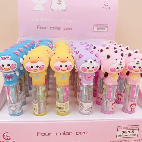 36 pcs/lot Cartoon Bear 4 Colors Ballpoint Pen Cute mini ball pens School Office writing Supplies Stationery Gift