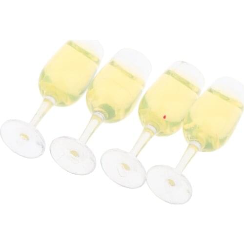 4pcs 1/12 Dollhouse Miniatures Plastic Wine Glasses Goblet Kitchen Table Decoration
