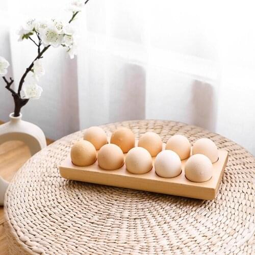 Egg Tray Wooden Egg Holder for Eggs Usable in Kitchen Refrigerator or Countertop for Display or Storage Holds 10 Eggs