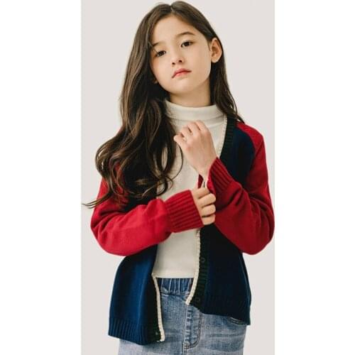5-12 years children clothes Baby girls sweater autumn Korean Girl Knitted bottoming 2020 fall girls cotton V-neck sweater coat