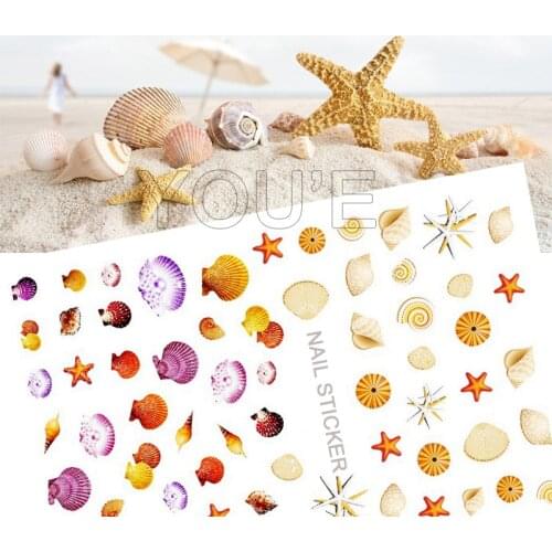 DIY Sea Syle Nail Art Stickers Decoration Back Glue Self Adhesive Decal Fish Nail Sticker Manicure Nail Design Foil Accessoires