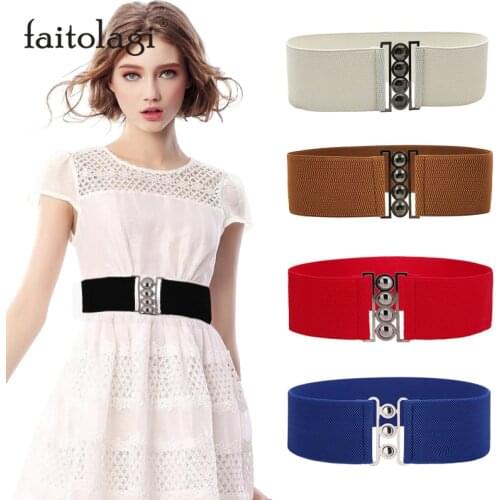 Designer Elastic Female Belt With Buckle Wide Women Waist Belt Ladies Girls Dress Stretch Belt cinturones para mujer