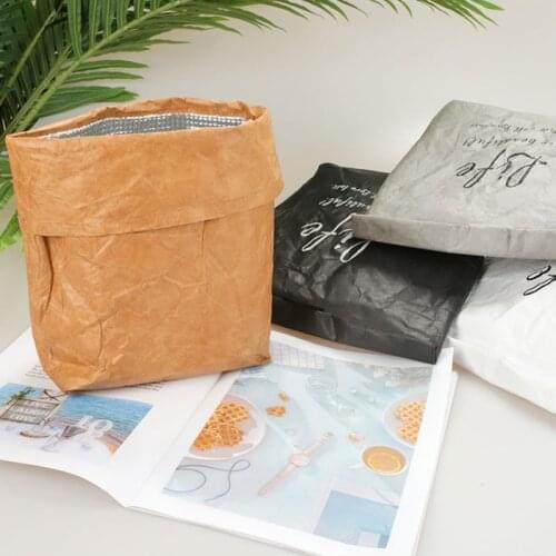 Eco Waxed Canvas Lunch Bag Reusable Insulated Freezable Paper Snack Bags Work School Lunch bag Picnic Bag