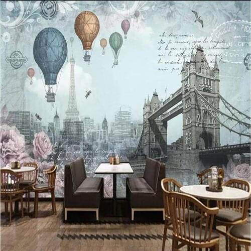 British wind hot air balloon background wall professional production mural factory wholesale wallpaper mural poster photo wall