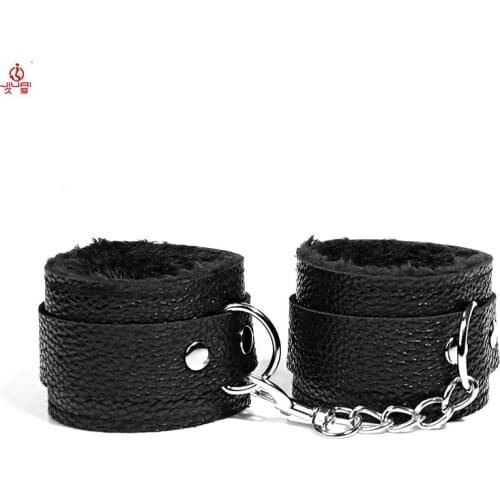 Jiuai Adult Sex Toys Soft Fur PU Leather Handcuffs SM BDSM Sexy Bondage Products For Couples Accessories