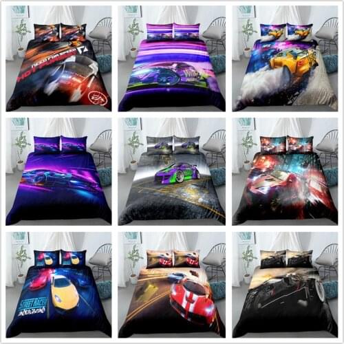 3D Racing Bedding Set Cotton Duvet Cover Game Digital Printing Bedding Set 3 Pieces Full Size Bedroom Comforter Set