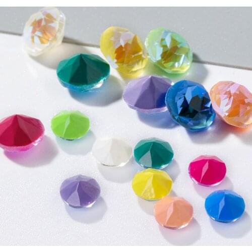 XiChuan 50Pcs 4/5/6mm Pointback Gem Nail Art Rhinestone Glue On Nail Glass Crystal Beads For DIY Nail Accessories Jewelry Making