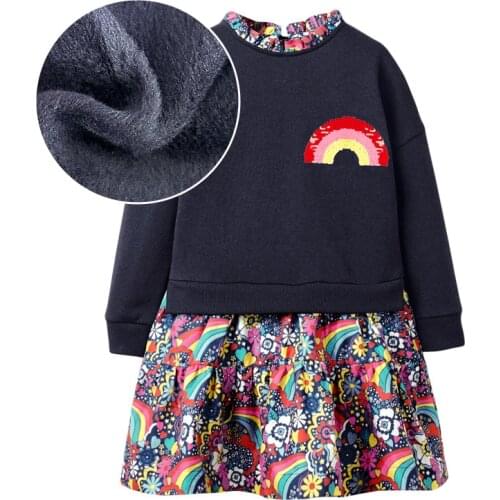 Little Maven Brand Winter Autumn Baby Girl Clothes Cotton Rainbow Sequined Flower Toddler Christmas Dresses for Kids 2-7 Years