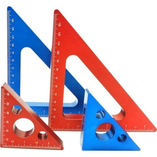 Inch Metric Aluminum Alloy Square Ruler Woodworking Right Angle Triangle Ruler Height Gauge Measuring Tool