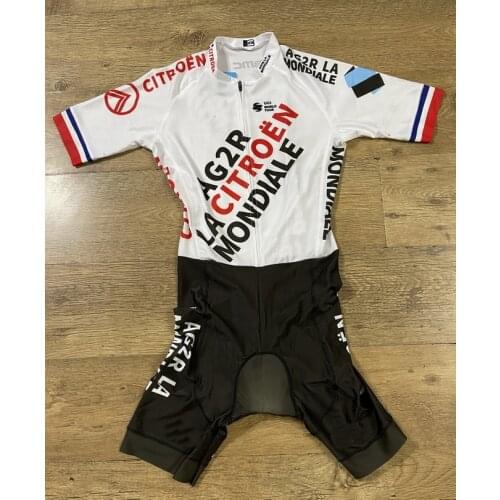 MENS CYCLING WEAR CYCLING JERSEY BODY SUIT SKINSUIT WITH POWER BAND 2021 AG2R TEAM FRANCE GEL PAD SIZE XS-4XL