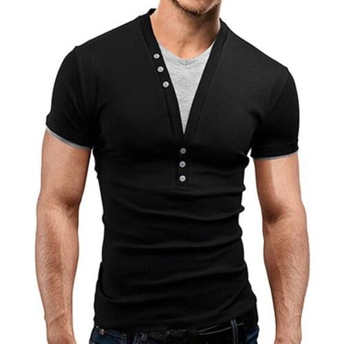 Summer Style mens t shirts fashion 2016 Mens Short Tee Shirts Casual T Shirt ,Tops Tees Button Design Mens Clothing