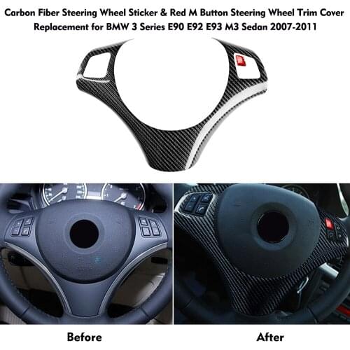 Carbon Fiber Steering Wheel Sticker M Button Trim Cover auto styling for BMW 3 Series E90 E92 E93 LCI 2008-2013