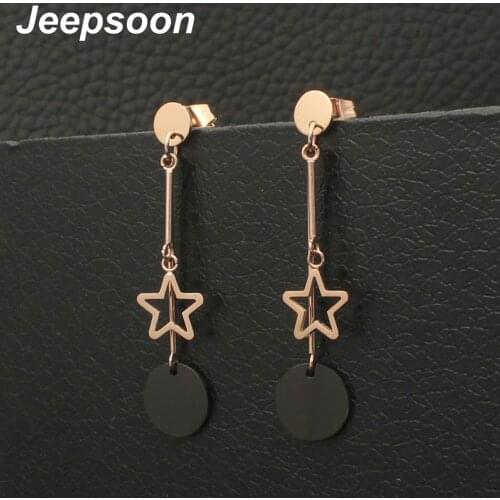 Rose gold Color Newest Fashion Stainless Steel Jewelry Simple Drop Round Earrings Personality For Woman And Girl EFCZDPBE