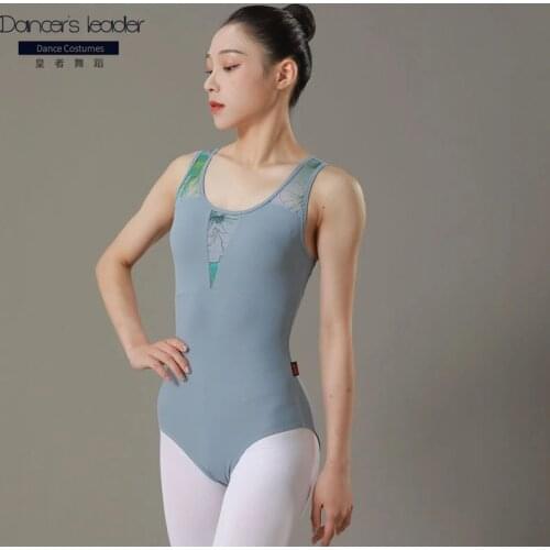 2021 New Ballet Dance Leotards Women Sleeveless Print Gymnastics Daily Practice Dancing Costume Adult High Quality Ballet Covera