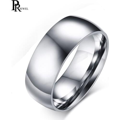 Stainless Steel Wedding Band Plain Ring Heavy Polished Finish Regular Fit 8 mm