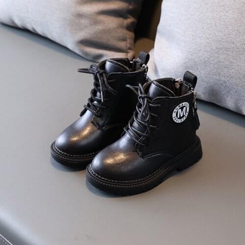 Autumn Winter Children Martin Boots PU Leather Rubber Anti-slippery Classic Kids Snow Boots for Boys Girls British Style 21-30