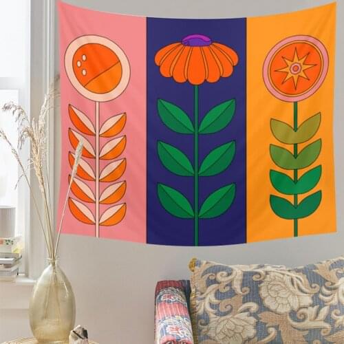 Sun Floral Tapestry Wall Hanging Retro Flower Tapestry Home Decoration Background Cloth Bedroom Wall Covering Tapestries Decor