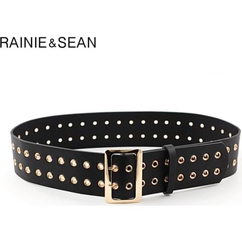 RAINIE SEAN Autumn Winter Wide Waist Belt Women Black Ladies Belts for Dresses Designer Brand Female Punk Accessories Belts