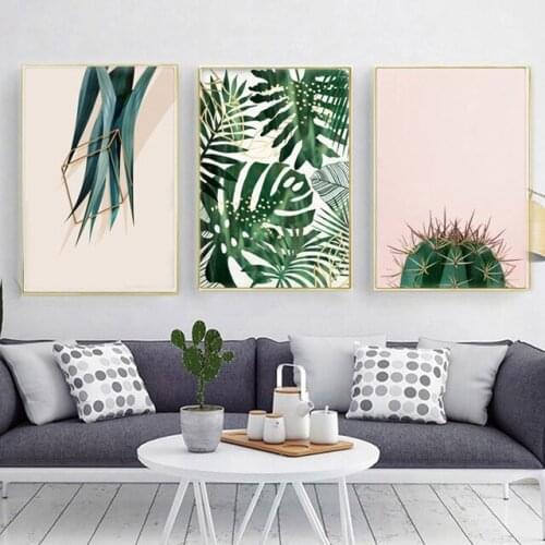 Modern Minimalist Cactus Leaf Plant Poster Nordic Painting Printed Canvas Painting Picture Home Living Room Wall Art Decoration