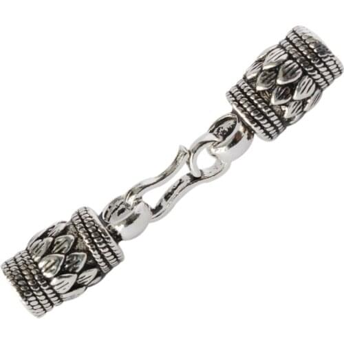 Antiqued solid 925 sterling silver S Clasp Leather Cord End Cap , Thai Silver jewelry diy findings/components 1