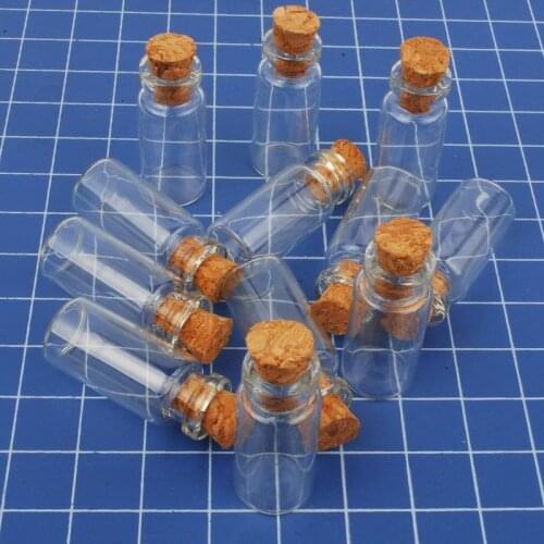 10Pcs Glass Bottle with Composite Cork Tube Bottle Bottle Necklace Wooden Stoppered with Stopper Cork Tube Storage Bottles Q9M8