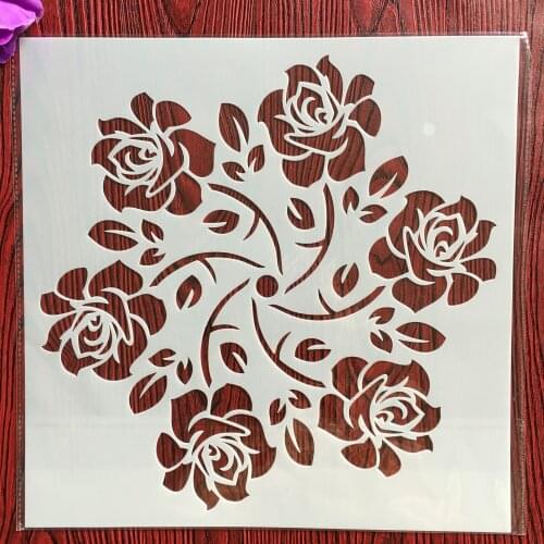 30 * 30cm big rose flower hexagon mandala layer stencil DIY painting scrapbook coloring recording album decoration template