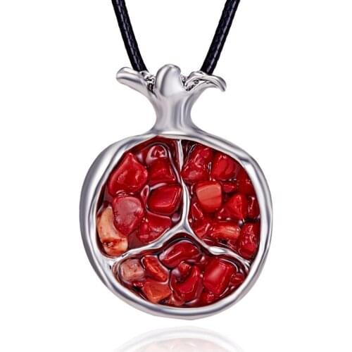 FYJS Unique 10 Pcs Silver Plated Geometric Shape Red Stone Pendant Rope Chain Necklace Fashion Jewelry