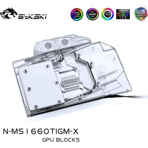 Bykski Water Block use for MSI GeForce GTX 1660 Ti Gaming X 6G / GTX 1660 ARMOR OC/ Full Cover Copper Radiator Block/ RGB Light