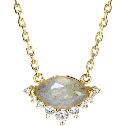 Jewelry gold-plated natural feldspar necklace women Womens Light luxury jewelry choker chain collier femme