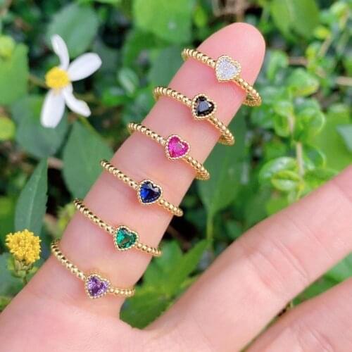 10PCS, Charm Multicolor Heart Rings For Woman Dainty Heart Rings Wedding Jewelry Party Accessories