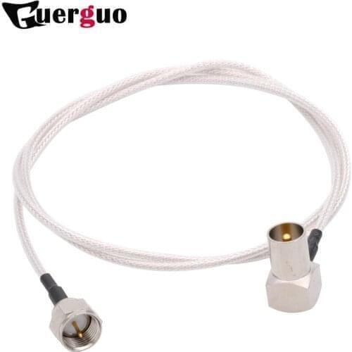 100PCS RF Coaxial Cable F Male switch TV Male Right Angle Pigtail Cable Adapter 100cm RG316 Transparent White for TV Signal
