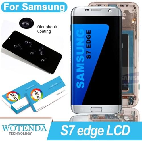 100% Tested 5.5'' Burn Shadow AMOLED for Samsung Galaxy S7 edge G935F SM-G935F LCD With Frame Display Touch Screen Repair Parts