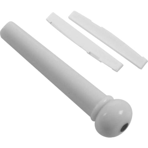 14 Pcs Guitar Parts: 12 Pcs Ivory ABS Plastic Bridge Pins & 2 Pcs 6 String Acoustic Bone Bridge Guitar Slotted Saddle