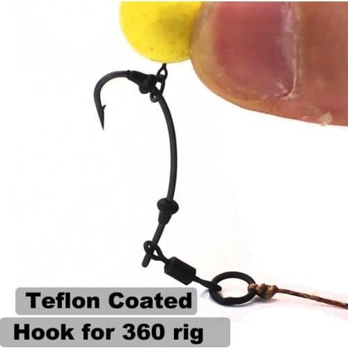 20PCS Carp Fishing Hook Long Shank Barbed Hook Longshank Telflon Coating Hook for 360 Rig Ronnie Rig Micro Barb Coarse Fishing