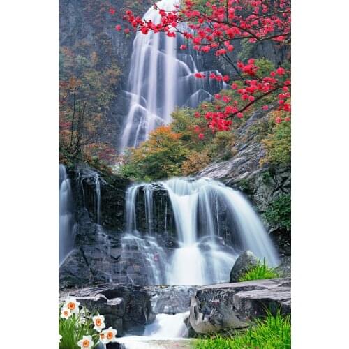 3D Curtain Natural scenery waterfall, flowers Window Blackout Luxury 3D Curtains Bed room Living room Home Wall Decorative