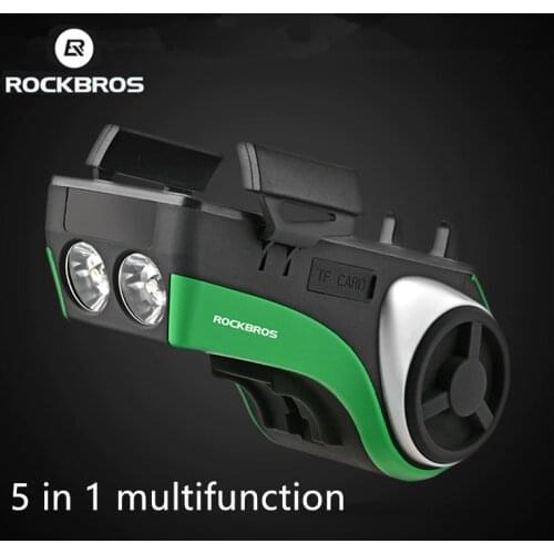 ROCKBROS 4400mAh Power Bicycle Computer Phone Holder Bluetooth Audio MP3 Player Speaker Bank Bell 5 in 1 Waterproof Bike Light