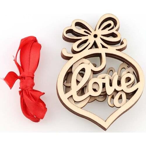 6Pcs Wooden Chip Love Christmas Decoration Kids BirthdayParty Supplies DIY Wedding Decoration Hand-made Graffiti Home Decoration