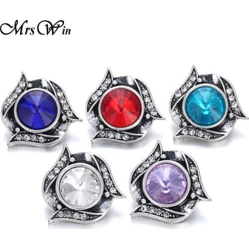 6pcs/lot New Snap Jewelry Colorful Flower Metal Snap Buttons Fit 18mm Snap Bracelet Necklace for Women Button Jewelry