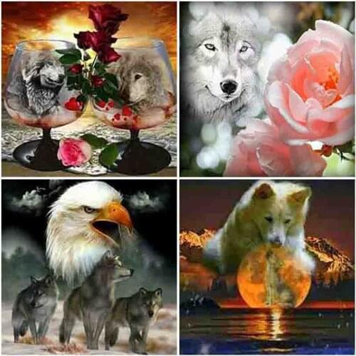 DIY 5D Diamond Painting Wolf Female Diamond Art Embroidery Animal Cross Stitch Full Round/Square Drill Crafts Home Decor Gift