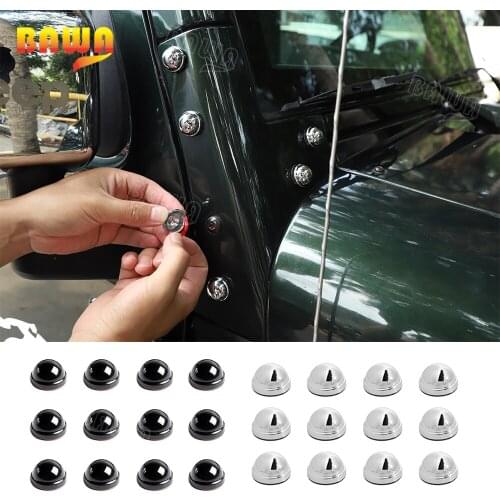 BAWA Car External Accessories Engine Hinge A-pillar Bolts Cover Protection Decoration Cover for Jeep Wrangler JK/BJ40L 2007-2017