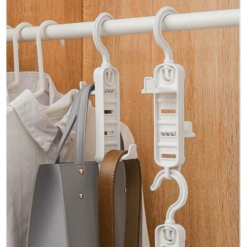 White Adjustable Removable Double-sided Hook For Bags Drying Rack Multifunction Clothes Rack Drying Hanger Storage Hanger Rack