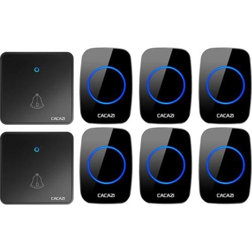 CACAZI Wireless Doorbell Waterproof 300M Remote Night Light Receiver 2032 Battery Transmitter Smart Electronic Bell Timbre Casa